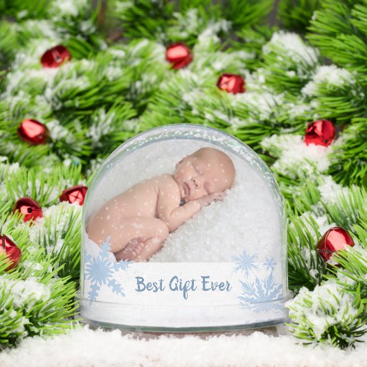 Blue Best Gift Ever Double Photo Sneeuwbol (Kerstmis)