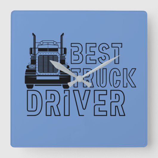 Blue Best Truck Driver Carrier Vierkante Klok (Voorkant)