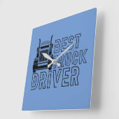 Blue Best Truck Driver Carrier Vierkante Klok (Hoek)