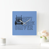 Blue Best Truck Driver Carrier Vierkante Klok (Huis)