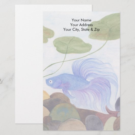 Blue Betta Briefpapier (Voorkant / Achterkant)