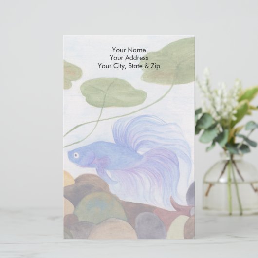 Blue Betta Briefpapier (Staand voorkant)