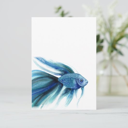 Blue Betta Fish Bedankkaart (Staand voorkant)