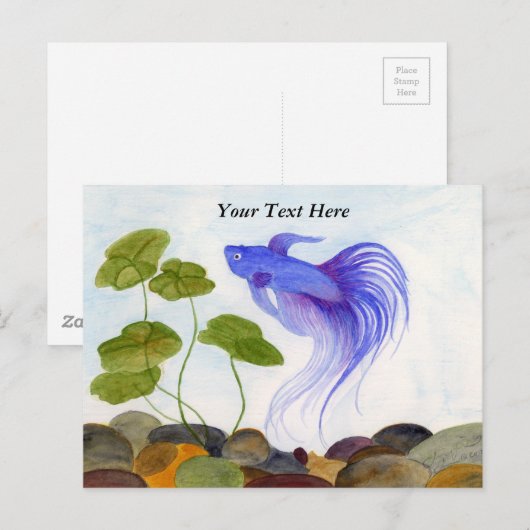 Blue Betta Fish Briefkaart (Voorkant / Achterkant)