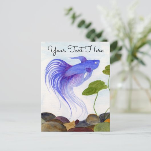 Blue Betta Fish Briefkaart (Staand voorkant)