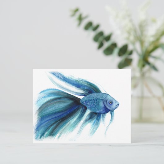 Blue Betta Fish Briefkaart (Staand voorkant)
