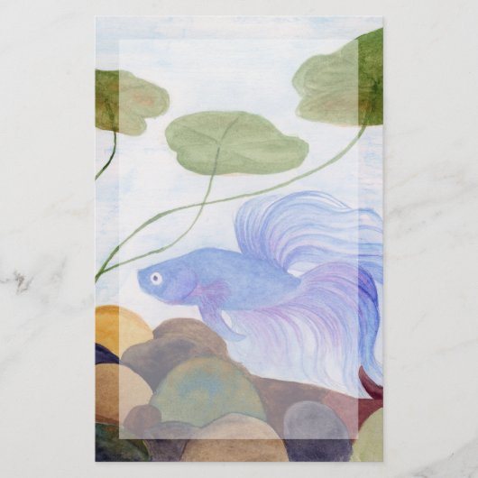 Blue Betta Fish Briefpapier (Voorkant)