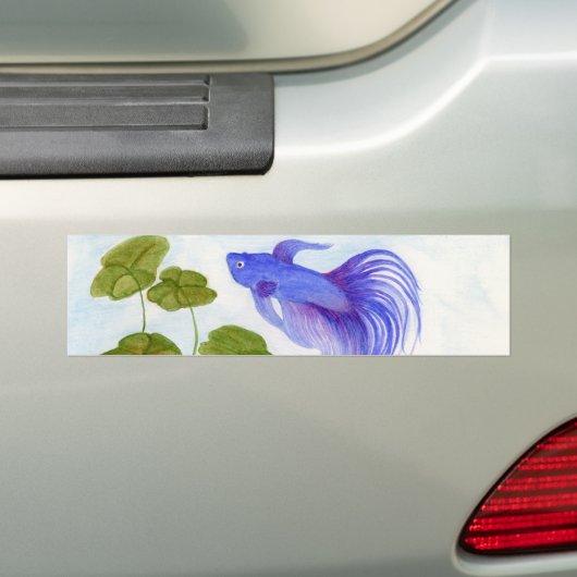 Blue Betta Fish Bumpersticker (Op auto)
