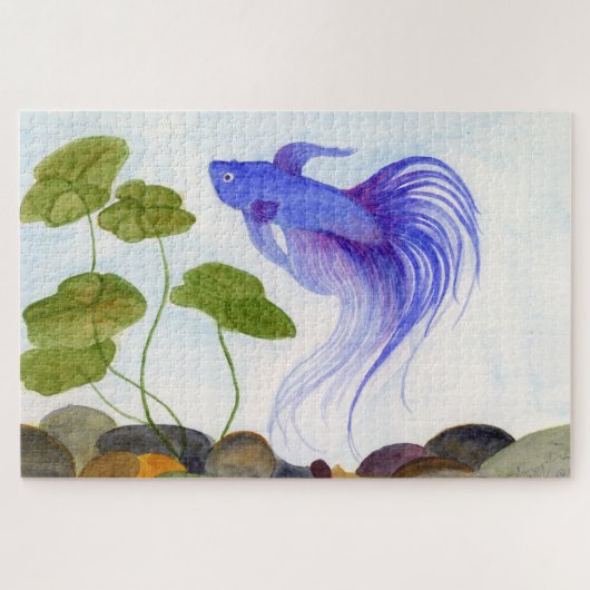 Blue Betta Fish Jigzaag Puzzle Legpuzzel (Horizontaal)