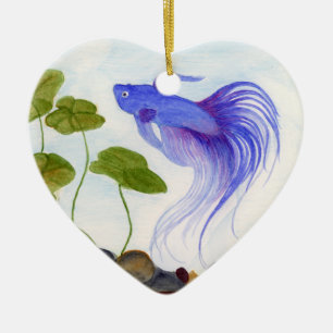 Blue Betta Fish Keramisch Ornament