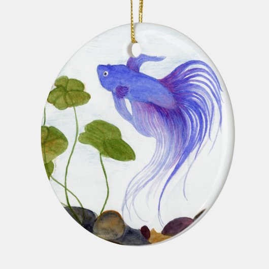 Blue Betta Fish Keramisch Ornament (Links)