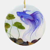 Blue Betta Fish Keramisch Ornament (Achterkant)