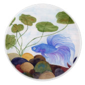 Blue Betta Fish Keramische Knop (Voorkant)
