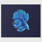 Blue Betta Fish on Navy |Lover Aquarium Cadeaupapier (Vlak)