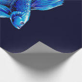 Blue Betta Fish on Navy |Lover Aquarium Cadeaupapier (Hoek)