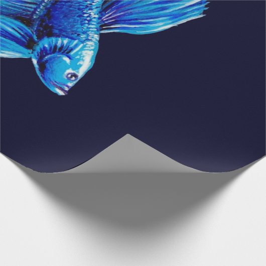 Blue Betta Fish on Navy |Lover Aquarium Cadeaupapier (Hoek)