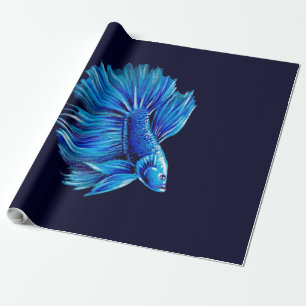 Blue Betta Fish on Navy  Lover Aquarium Cadeaupapier