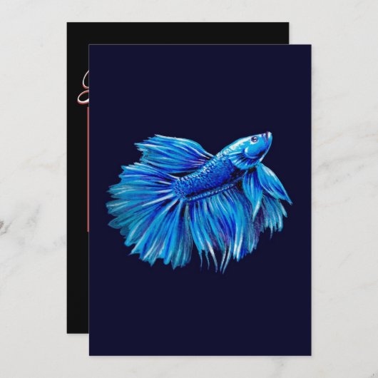 Blue Betta Fish on Navy |Lover Aquarium Feestdagenkaart (Voorkant / Achterkant)