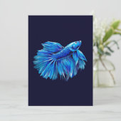 Blue Betta Fish on Navy |Lover Aquarium Feestdagenkaart (Staand voorkant)