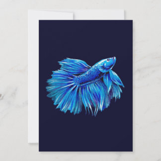 Blue Betta Fish on Navy |Lover Aquarium Feestdagenkaart