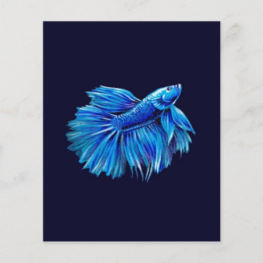 Blue Betta Fish on Navy |Lover Aquarium Flyer (Voorkant)