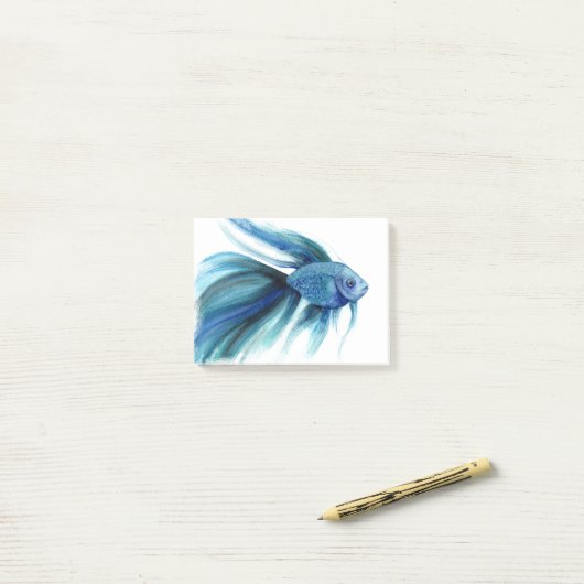Blue Betta Fish Post-it® Notes (Op bureau)