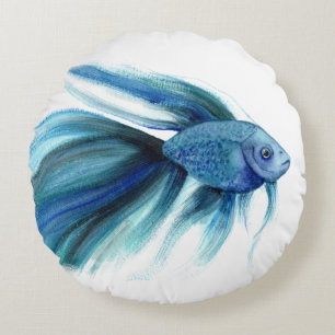 Blue Betta Fish Rond Kussen