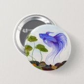 Blue Betta Fish Ronde Button 5,7 Cm (Voorkant /achterkant)