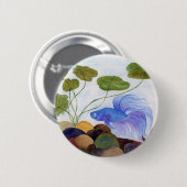 Blue Betta Fish Ronde Button 5,7 Cm (Voorkant /achterkant)