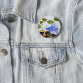 Blue Betta Fish Ronde Button 5,7 Cm (In situ)