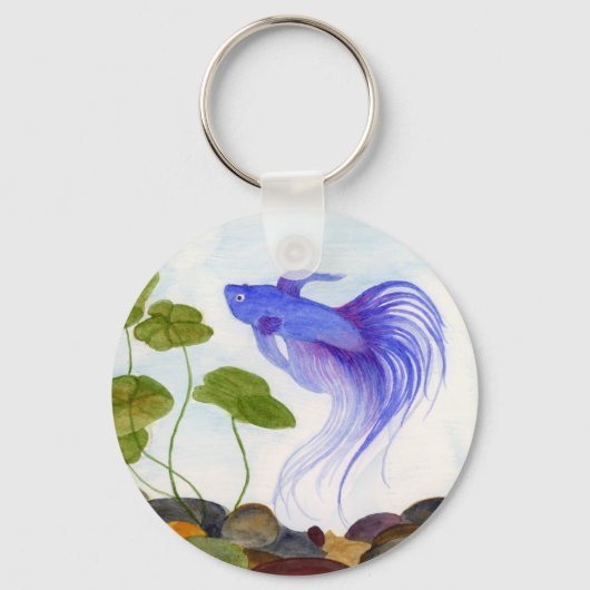 Blue Betta Fish Sleutelhanger (Voorkant)