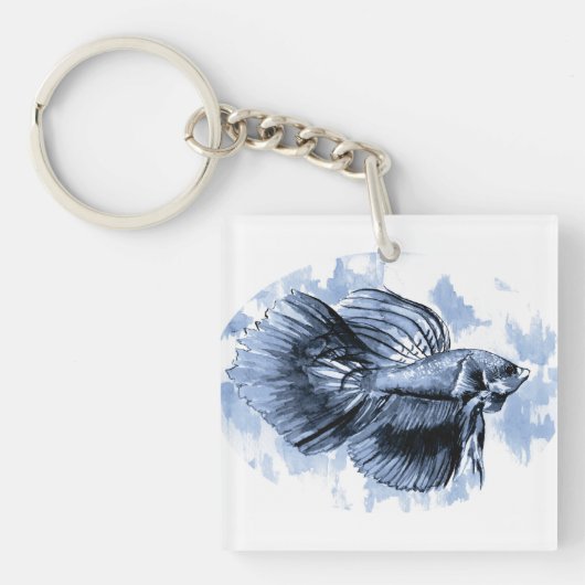 Blue Betta Fish Sleutelhanger (Voorkant)