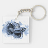 Blue Betta Fish Sleutelhanger (Achterkant)