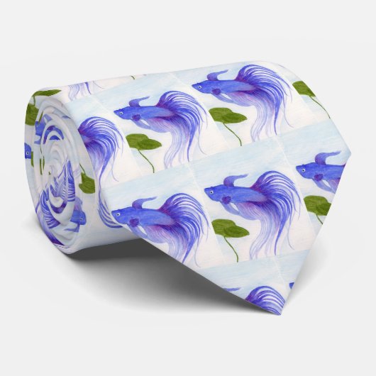 Blue Betta Fish Stropdas (Opgerold)