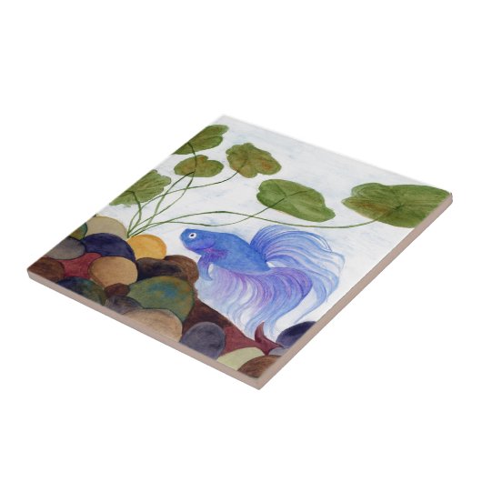 Blue Betta Fish Tegeltje (Zijkant)