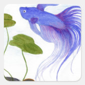 Blue Betta Fish Vierkante Sticker (Voorkant)
