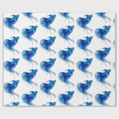 Blue Betta Fish Waterverf Cadeaupapier (Vlak)