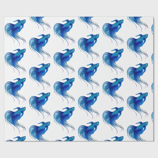 Blue Betta Fish Waterverf Cadeaupapier (Vlak)