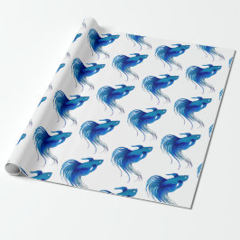 Blue Betta Fish Waterverf Cadeaupapier