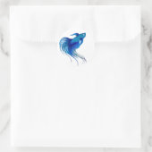 Blue Betta Fish Waterverf Ronde Sticker (Tas)
