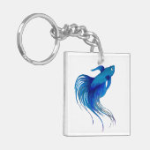Blue Betta Fish Waterverf Sleutelhanger (Voorkant Links)