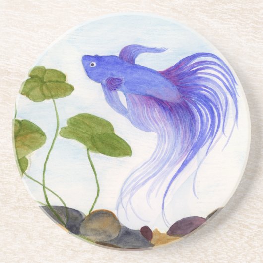 Blue Betta Fish Zandsteen Onderzetter (Voorkant)