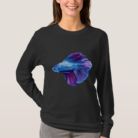 Blue Betta Siamese Fish T-shirt (Voorkant)
