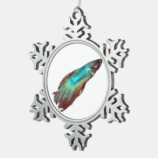 Blue Betta Tin Sneeuwvlok Ornament (Rechts)