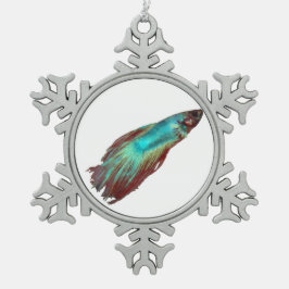 Blue Betta Tin Sneeuwvlok Ornament