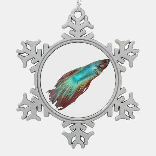 Blue Betta Tin Sneeuwvlok Ornament (Voorkant)