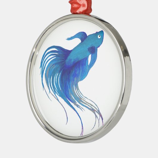 Blue Betta-Waterverf Metalen Ornament (Links)