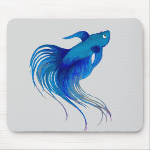 Blue Betta-Waterverf Muismat