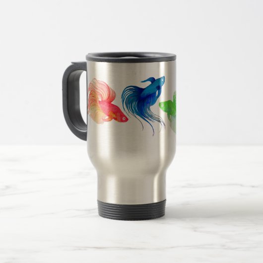 Blue Betta-Waterverf Reisbeker (Voorkant links)