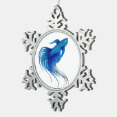 Blue Betta-Waterverf Tin Sneeuwvlok Ornament (Rechts)
